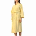 thumbnail image 4 of Sakmal Long Length Womens Robes Plus Size Waffle Lightweight Bathrobe for Women Soft Yellow Women Robe M, 4 of 5