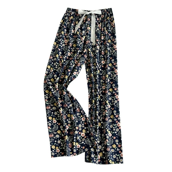 ShiShine Wide Leg Pajama Pants for Women Floral Print Soft Sleep Bottoms Loose Fit Comfy Elastic Waist Lounge Pants