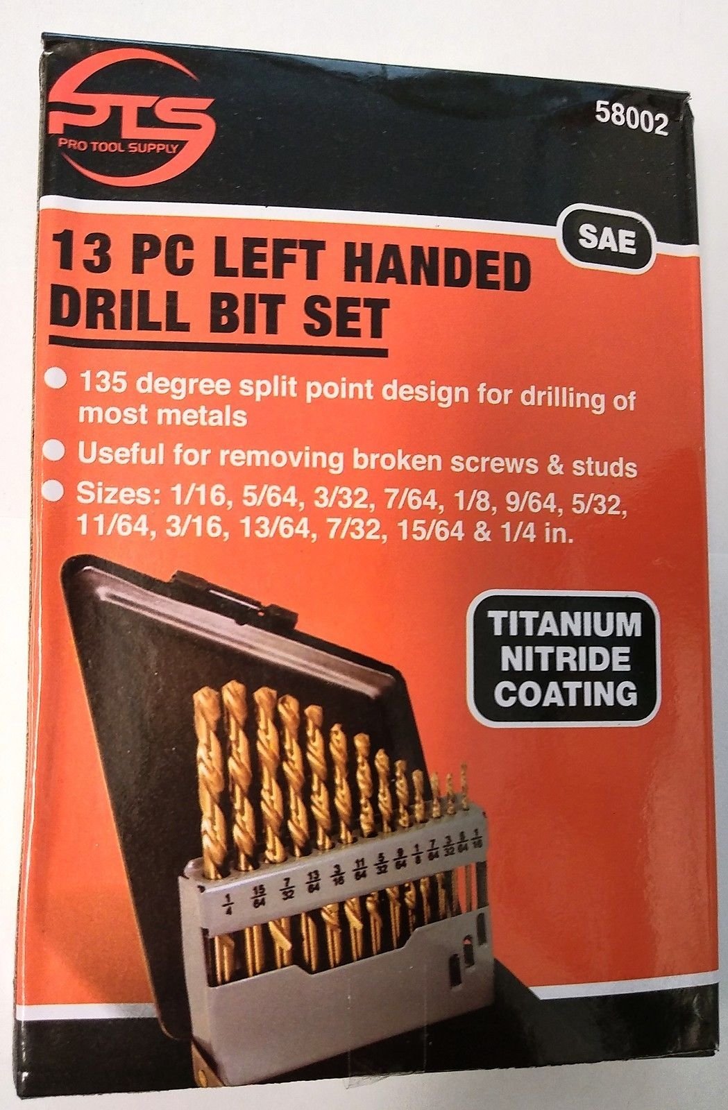 13 PC LEFT HAND DRILL BIT SET 