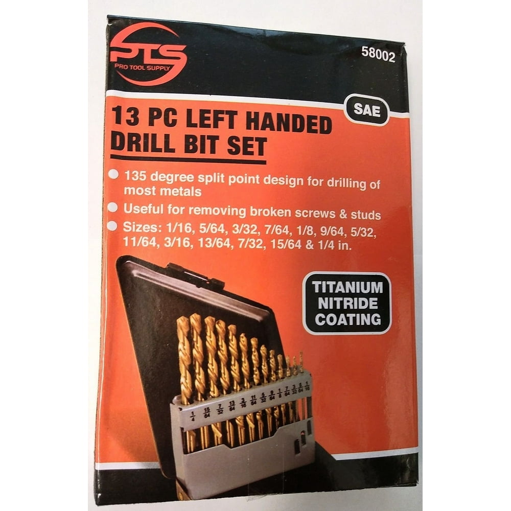 13 PC LEFT HAND DRILL BIT SET / TITANIUM COATED / EXTRACTOR Walmart