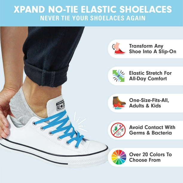 Xpand No Tie Shoelaces System with Elastic Laces - One Size Fits All Adult  and Kids Shoes - Sky Blue 