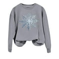 thumbnail image 5 of FYEGRE Snowflake Print Crewneck Pullover Sweatshirt Soft Warm Winter Holiday Long Sleeve Cozy Fashion Top For Women Festive Casual Apparel Grey XXL, 5 of 6