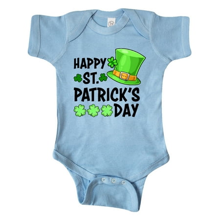 

Inktastic Happy St. Patrick s Day Green Hat and Clovers Gift Baby Boy or Baby Girl Bodysuit