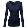 thumbnail image 4 of Emmalise Women's Basic Athletic Fit Tshirt Long Sleeves Round Crew Neck Tee (3Pk Red, Purple, Navy, Large), 4 of 4