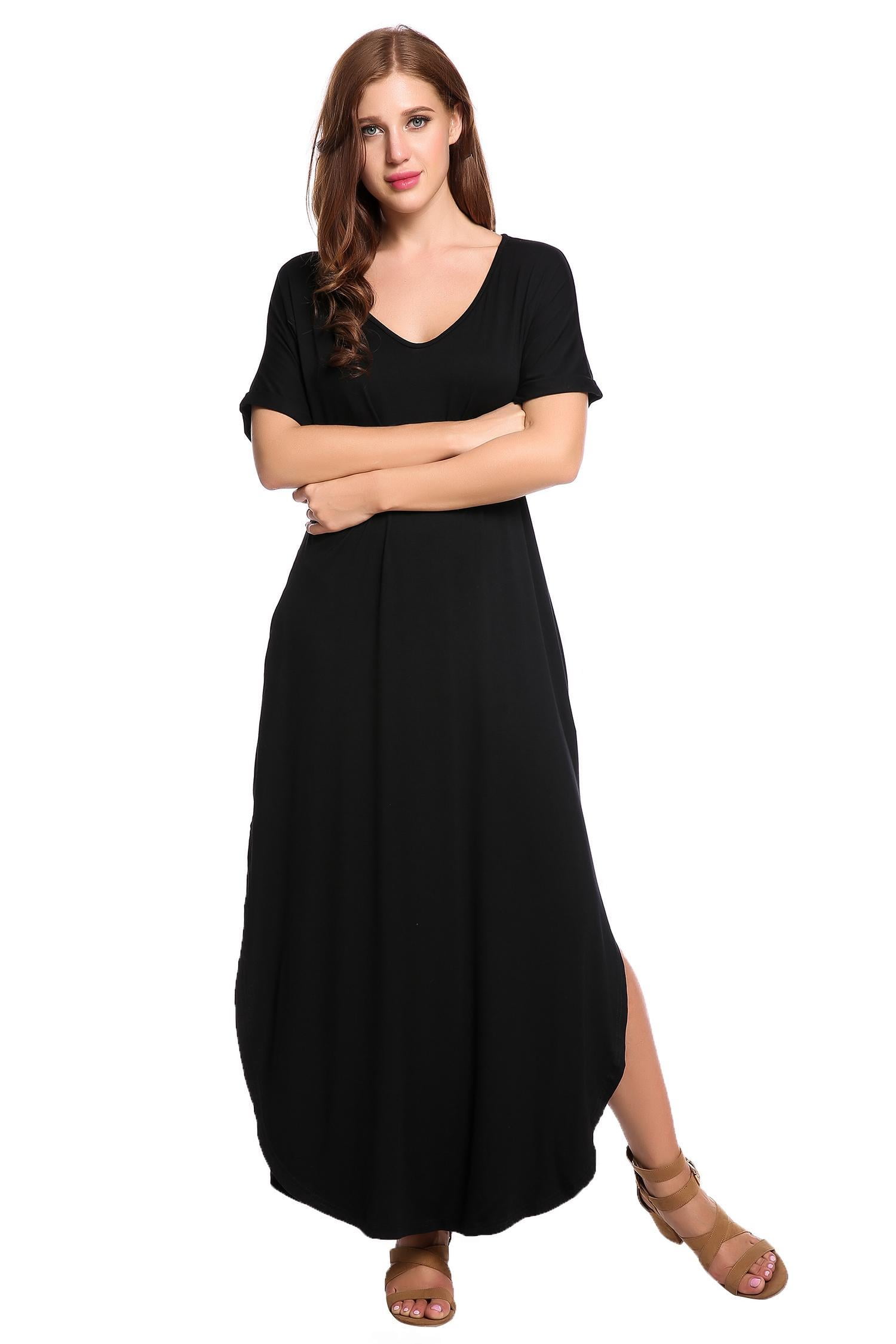 women batwing pockets casual solid dress