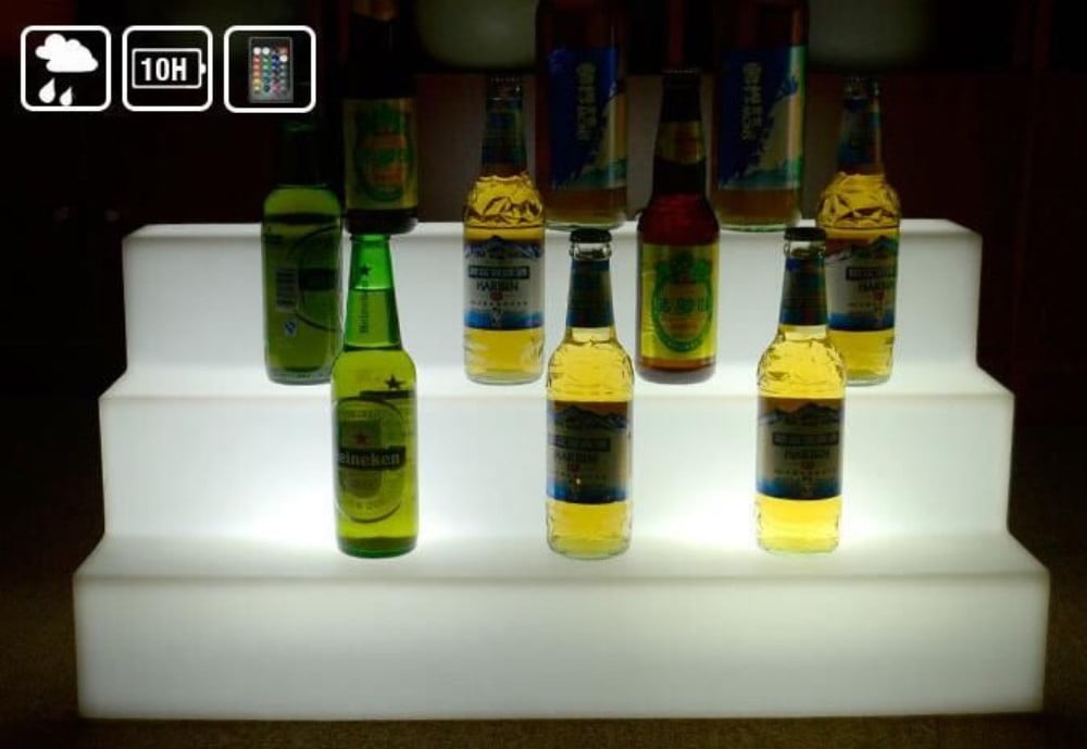 27 Inch 3 Step LED Lighted Back Bar Liquor Bottle Shelf Glowing Display