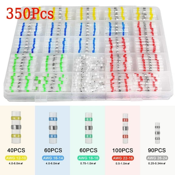 350 Pcs Heat Shrink Wire Connectors Kit – Solder Seal Butt Connectors, Waterproof Electrical Wire Connector Kit