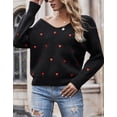 thumbnail image 2 of Sweaters for Women V-Neck Long Sleeve Womens Sweaters Heart Print Winter Sweaters Alsol Lamesa, 2 of 6