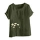 thumbnail image 4 of Puntoco Liquidación de blusas cortas para mujer Blusa informal y de lino con botones y manga corta estampada para mujer, 4 of 4