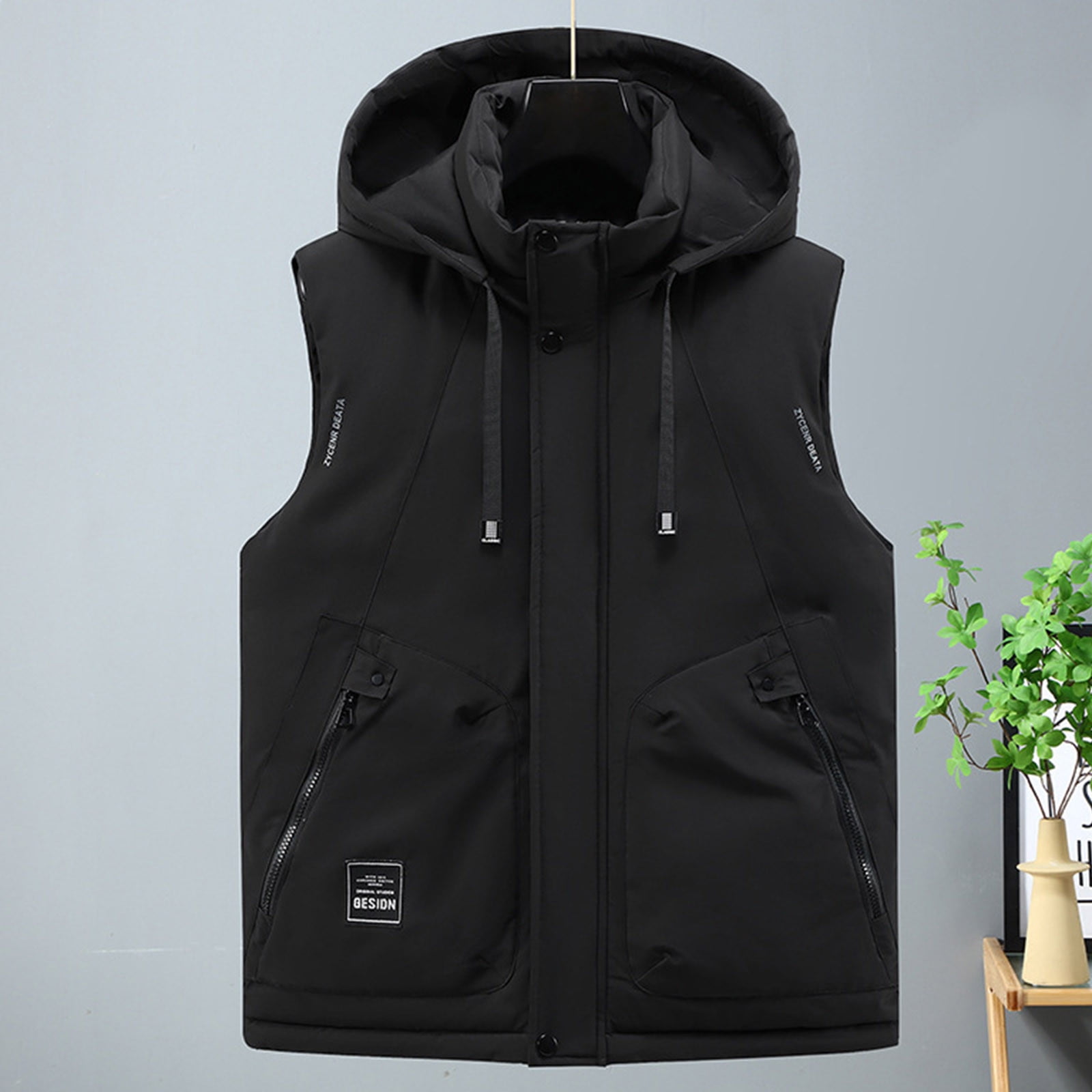 ZACPNCV Mens Lightweight Softshell Vest Windproof Sleeveless Jacket Zip Up Fleece Lined Vest Outerwear for Golf Running