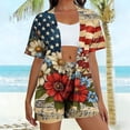 thumbnail image 2 of Guluxicc 2 Piece Outfit Sets for Women 4th of July Short Sleeve Cardigan Matching Shorts with Pockets Casual Beach Sets for Summer Holiday, 2 of 5