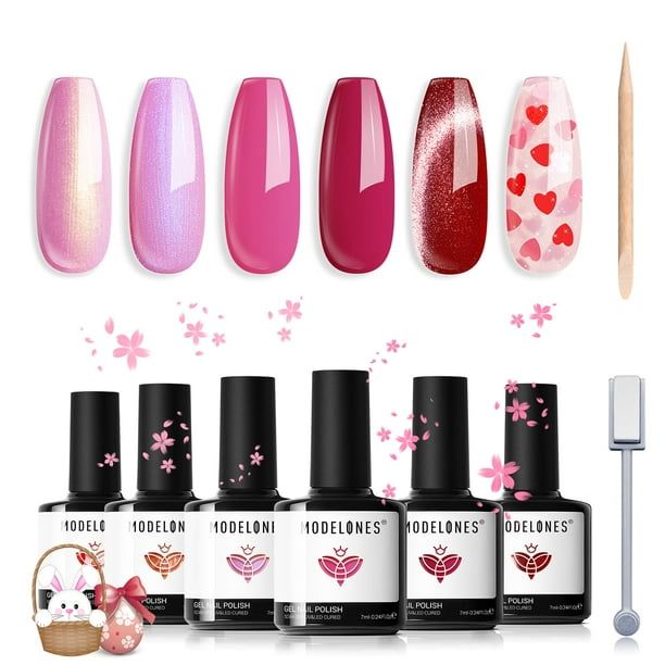 Set de esmaltes de uñas en gel Modelones Love Ya con 6 colores y herramientas