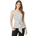 thumbnail image 1 of INSPIRE CHIC Hauts d'Été pour Femmes Sans Manches à Encolure en V Portefeuille à Taille Nouée, 1 of 6