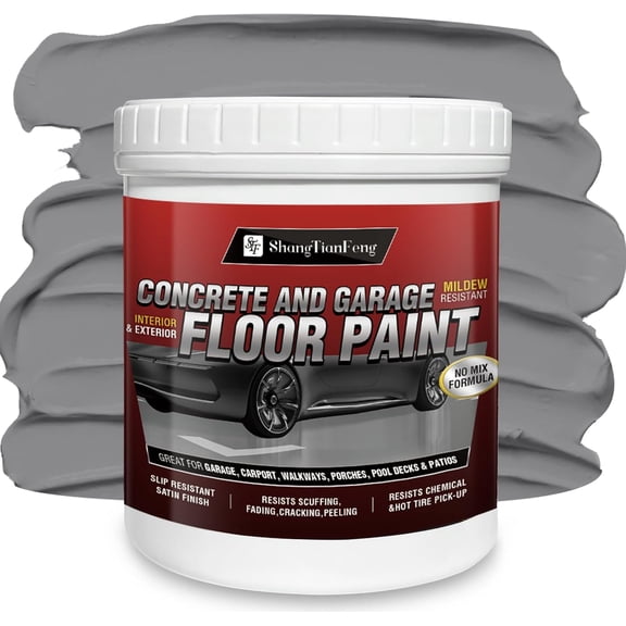 Professional Epoxy Floor Paint Kit (Slate Gray, 5 Gallon, 800-1000 sq.ft)) - Sea Gray Acrylic Concrete Coating for Garages & Basements | Single Component Formula