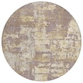 thumbnail image 2 of 8' Lavender Gold And Beige Round Abstract Washable Indoor Outdoor Area Rug, 2 of 5