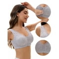 thumbnail image 3 of Unique Bargains Women's Lace Zip Front Closure Wirefree Wide Straps Bras D 42 Grey, 3 of 6