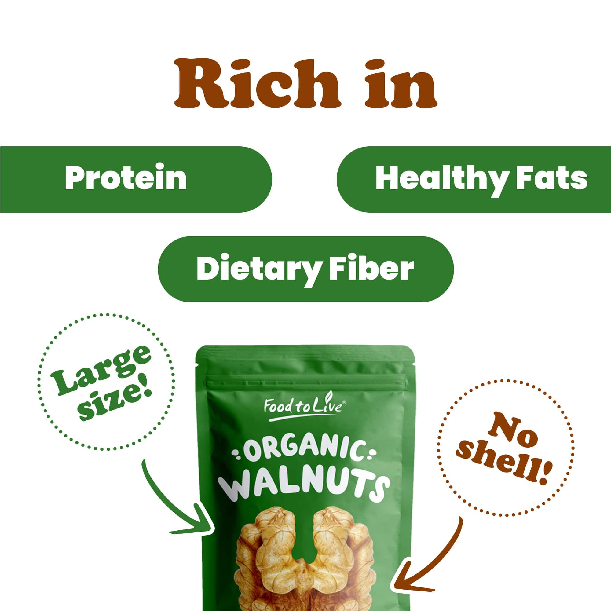 Food to Live, Organic California Walnuts, 2.5 Pounds, Raw