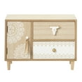 thumbnail image 6 of DecMode Floral 3 Drawers Light Brown Wooden Decorative Jewelry Box with Bull Head Knob, 6 of 8