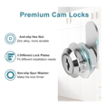 thumbnail image 2 of Cam Locks Cabinet Lock Keyed,5/8In(Length) Cylinder for 3/8In Max Panel Thickness,for File Drawer Mailbox Storage 6Pcs,6 * 5/8inch locks 18 * locking plates 12 * keys,Silver, 2 of 7