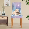 thumbnail image 4 of Yayeee 2 Pack Dining Chair Covers Stretch Parson Chairs Slipcovers Seat Protector, Purple Night Deer, 4 of 6