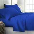 thumbnail image 3 of 4 Piece Bed Sheet Set – 1 Flat Sheet, 1 Fitted Sheet 18" Deep Pocket and 2 Pillowcases – 100% Organic Bamboo , Bed Sheet Set For Bedroom – Extra Soft - Royal Blue Solid,Olympic Queen Size., 3 of 6