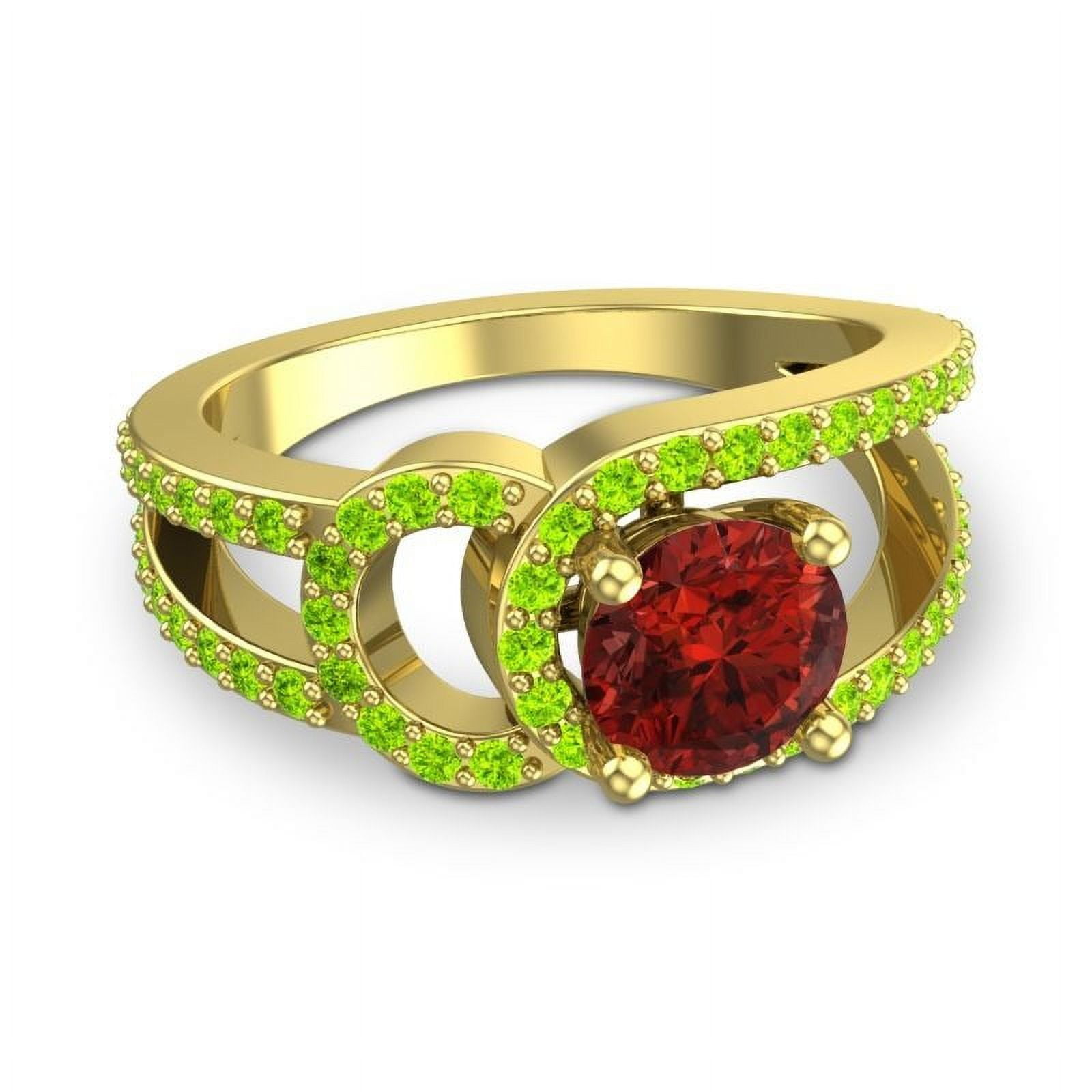 Carat Elegant Round Shape Garnet Peridot Gemstone Bridal