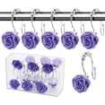 thumbnail image 1 of Rose Shower Curtain Hook, 12 Piece Dual Sliding Shower Curtain Rings Stainless Steel Anti-rust Trim, 1 of 4