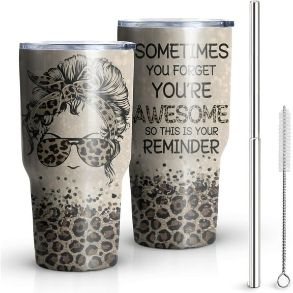 Leopard Tumbler Gifts for Women - Stainless Steel Coffee Cup with Lid/Straw 20oz,30oz