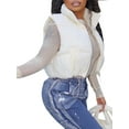 thumbnail image 3 of Blotona Womens Winter Quilted Crop Puffer Vest Lightweight Sleeveless Padded Cropped Jackets Vest Casual Lightweight Zip-up Stand Collar Warm Down Coat, 3 of 5