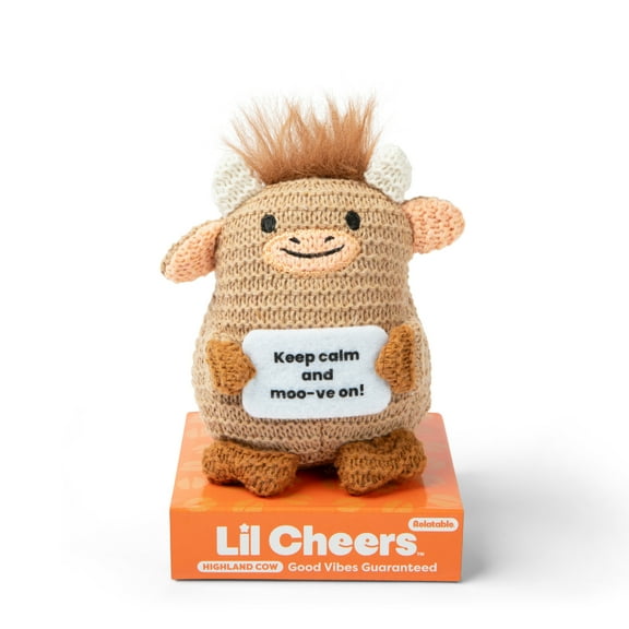 Lil Cheers Highland Cows by What Do You Meme? Uplifting Plush Toy with Positive Message, Cute Valentines Plush Gift