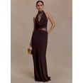 thumbnail image 2 of Lace Hollow Out Backless Sexy Maxi Dress Women Gown Elegant Sleeveless High Waist Ruched Bodycon Club Party Long Dress, 2 of 23