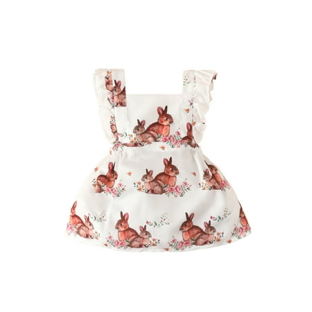 

Gwiyeopda Toddler Infant Baby Girls Easter Dress Girls Bunny A-Line Dresses Summer Costumes