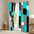 thumbnail image 3 of Feelyou Cyan Square Geometric Black Out Curtains, Vintage Artwork Abstract Curtains Pack of 2 (42x63 Each), Chic Rectangle Bedroom Curtains, Black Out Curtains Decor, 3 of 6