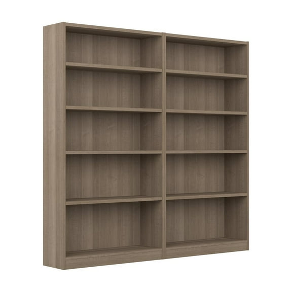 Universal Tall 5 Shelf Bookcase in Ash Gray (Set of 2) - Engineered Wood