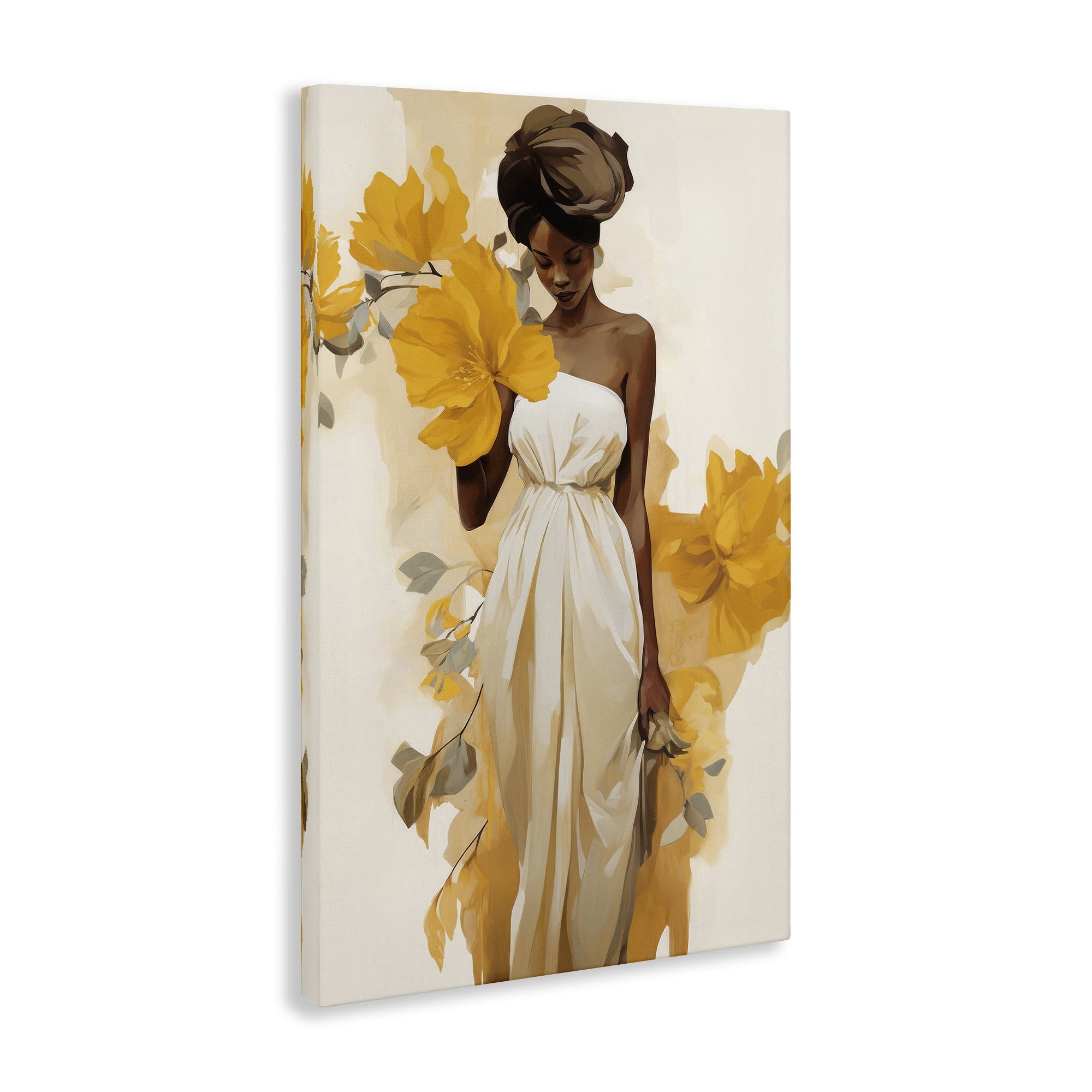 Stupell Industries Elegant Floral Woman People Painting Wrapped Canvas Art Print Wall Art, 16 x 24