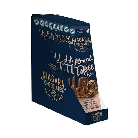 Niagara Chocolates 8-3oz Milk Chocolate Almond Toffee Bar Non-GMO Premium Chocolate Hand-Crafted Best By: 4/25/2024
