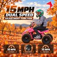 thumbnail image 5 of IVFJFV Powered 4 Wheeler,500W Electric 4 Wheeler with Dual Speed Adjustment,36V Four Wheeler Max 15 MPH, Front & Rear Shock Absorbers, All-Terrain Tires and Safety Disc Brake,PINK, 5 of 8