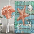 thumbnail image 4 of Shower Curtain Bathroom Set Orange Starfish Summer Ocean Waterproof Fabric Shower Curtains with Grommets&Hooks, Farmhouse Retro Plank Privacy Bath Curtain for Bathtub 48x72in, 4 of 9
