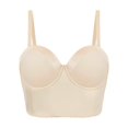 thumbnail image 7 of AOMPMSDX Women's Front Side Buckle Lace Edge Without Steel Ring Movement Seamless Gathering Adjustment Yoga Sleep Large Bra Beige 90B, 7 of 7