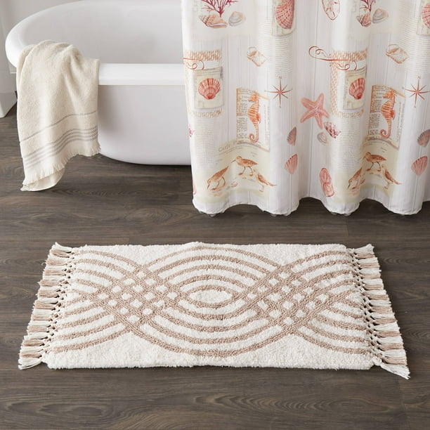 SKL Home Fringed Waves Bath Rug, 20" x 30", Natural