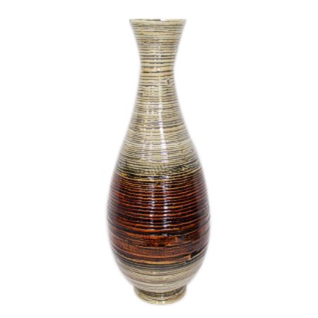27 Spun Bamboo Floor Vase Bamboo In Cream And Orange Walmart Com