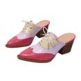 thumbnail image 4 of DeHolifer Wingtips Oxford Shoes for Women Lace-Up Cutout Brogues Saddle Shoes Vintage Low Block Heel Almond Toe Non-Slip Work Lightweight Casual Shoes, 4 of 8
