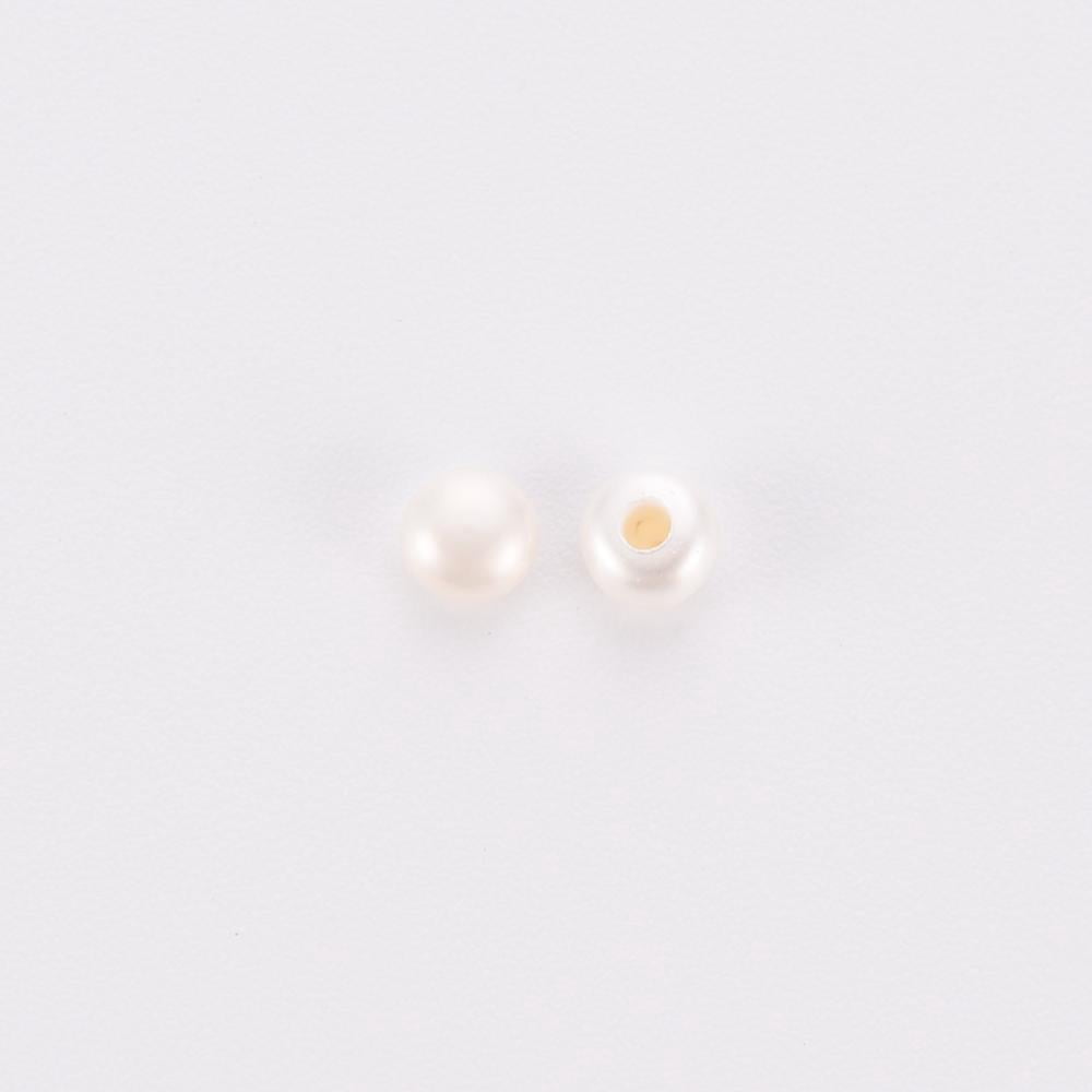 Natural Cultured Freshwater Pearl Beads Half Drilled Rondelle Floral White 3~3.5x2mm Hole: 0.8mm about 100pairs/board