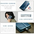 thumbnail image 3 of Leather Case for iPhone 15 Card Slot Folio Flip Wallet Case for iPhone 15 Premium PU Magnetic Kickstand Cover Soft TPU Inner Case Blue, 3 of 14