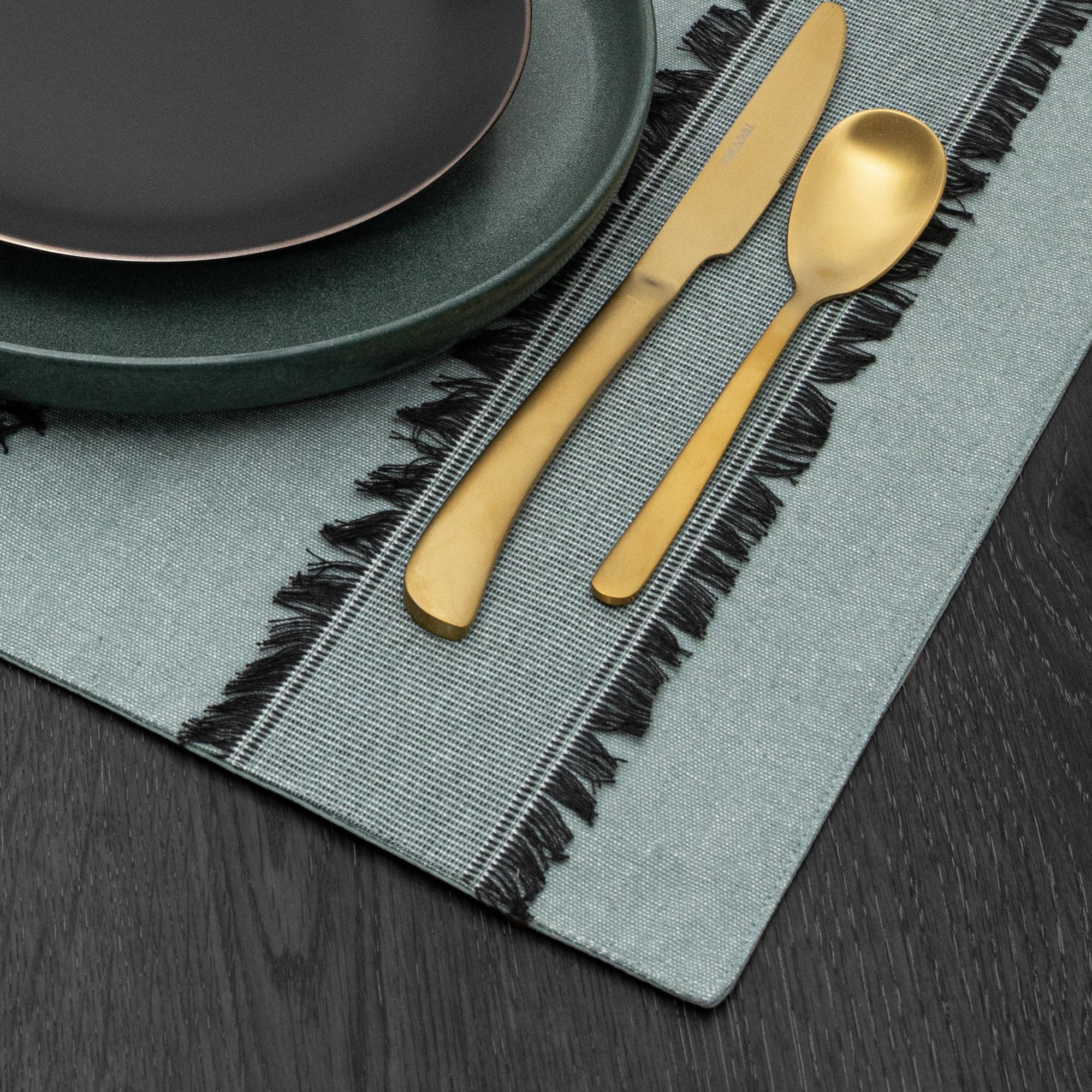 (4 pack) Thyme & Table Green Fringe Placemat
