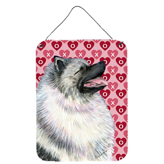 Keeshond Hearts Love and Valentine's Day Portrait Wall or Door Hanging Prints