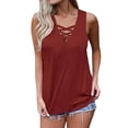 thumbnail image 2 of Camiseta sin mangas con cuello en V Jumpingount Chaleco con cordones color rojo vino XXL, 2 of 6