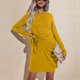 thumbnail image 2 of Vestido de Otoño con Cuello Redondo y Manga Larga, Delgado, Sexy, con Cordones en la Cintura, diseño Informal, Vestido de Cadera de Longitud Media para la Vida Diaria, 2 of 6