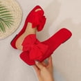 thumbnail image 7 of Agkizg Womens Indoor Outdoor Slides, Beach Walking Sandals, Squares Toe Flat Slide Sandals Bow Decorative Casual Indoor Outdoor Summer Daily Slippers, 7 of 7