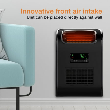 Lifesmart - 3 Element Slim-Line Infrared Heater with Front Air Intake and UV Light - black